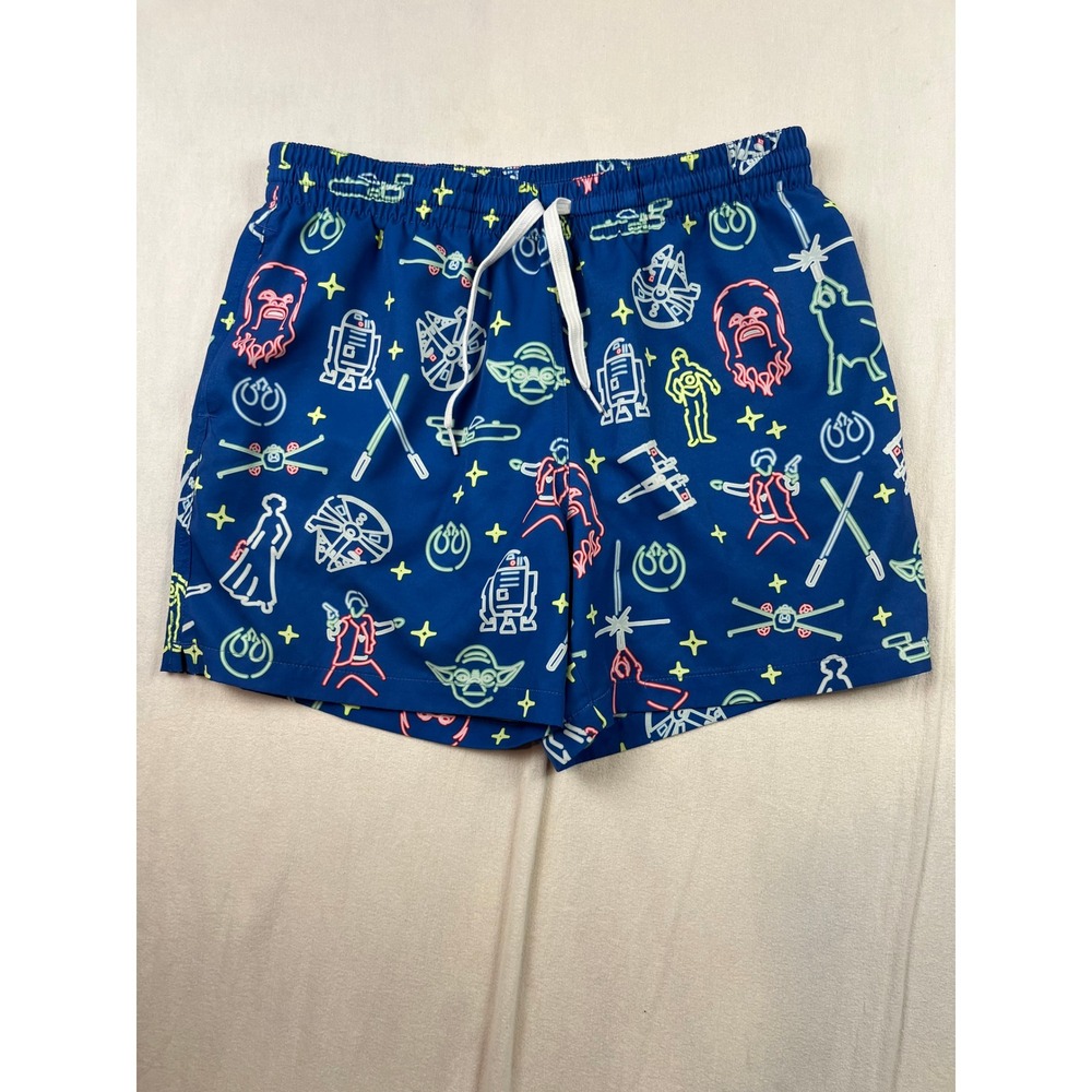Chubbies Star Wars Neon Character Swim Trunks Mens Medium Blue Mesh Lined